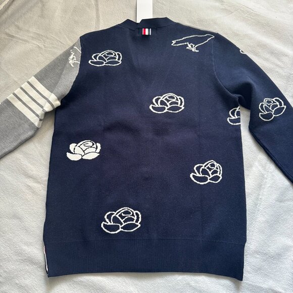 Thom Browne Cotton Birds And Flowers Cardigan - Picture 8 of 8